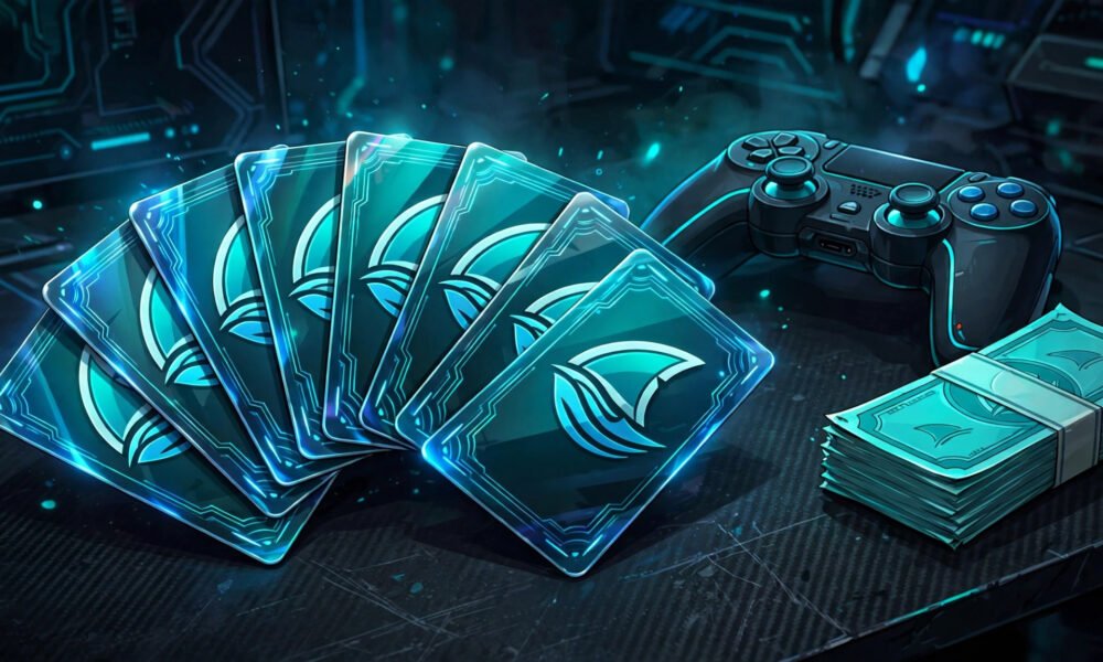 GTA Shark Cards prices - fanned out game currency cards with a shark logo next to a controller